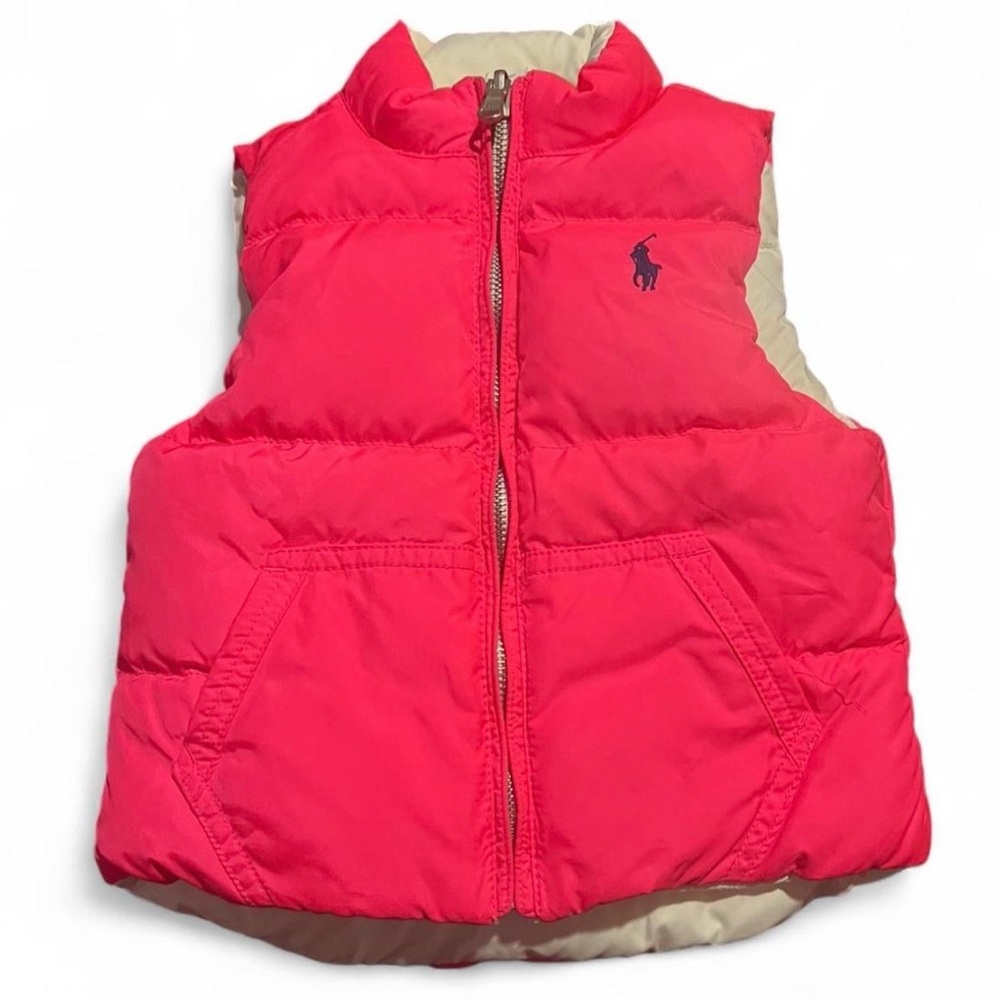 Ralph Lauren Toddler Down Puffer Vest Pink 24M Feather Fill NWOT Preppy Winter